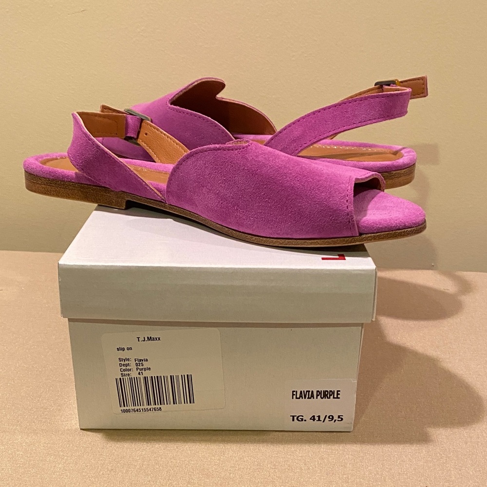 Flavia Purple Suede Slingback Sandals - Pink
